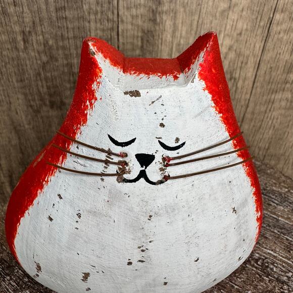 Rustic Tabby Cat Shelf Sitter Wood Love Home Decor Boho Home FAST SHIP - Picture 3 of 8
